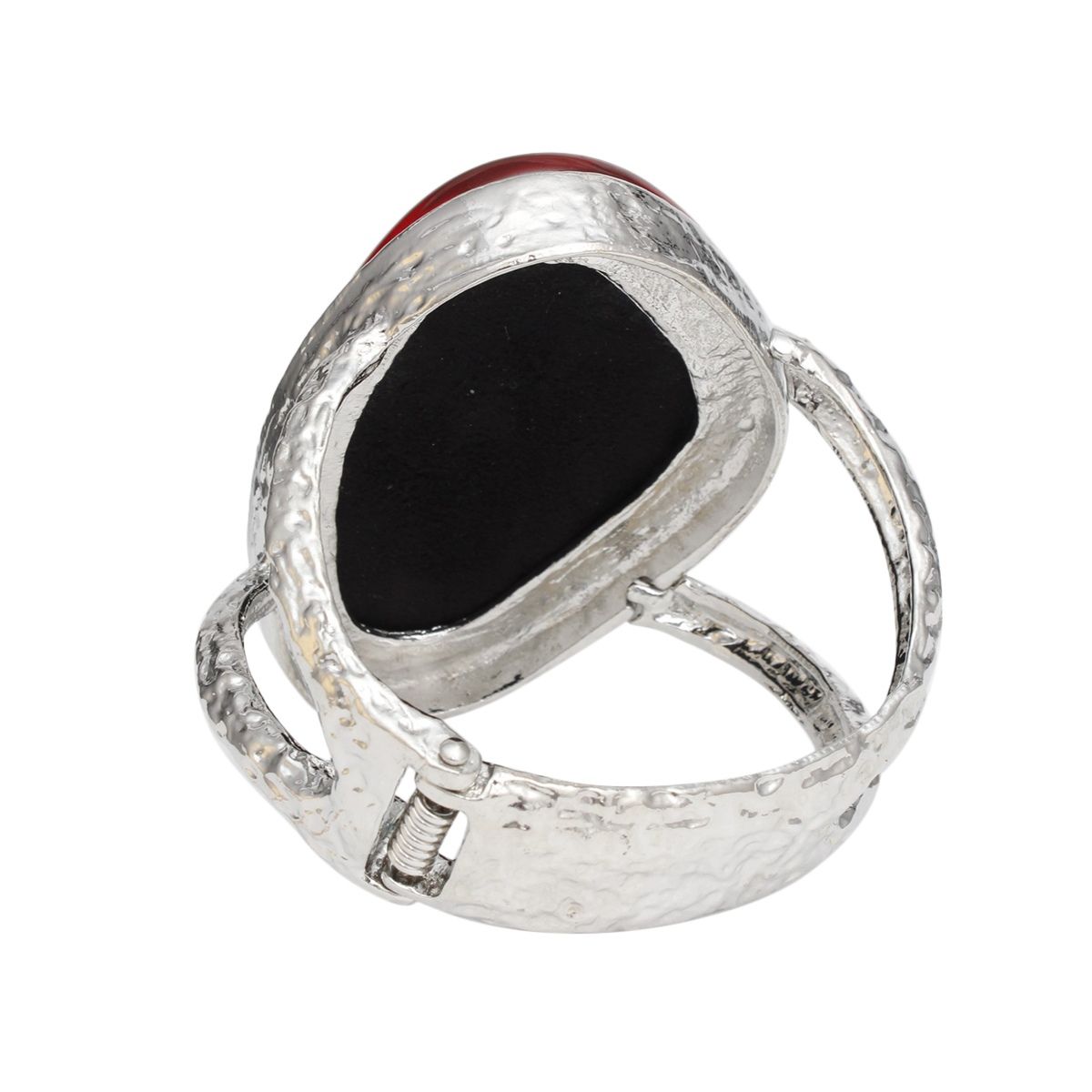 Cuff Vivid Red Resin Chunky Silver Bracelet Women