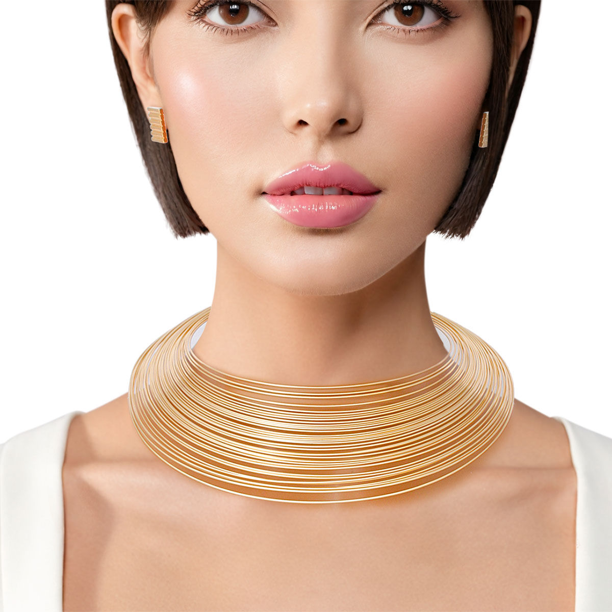 Choker Gold Wire 35 Layer Collar for Women