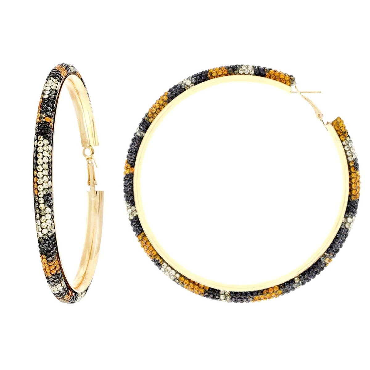 Leopard Rhinestone Hoops