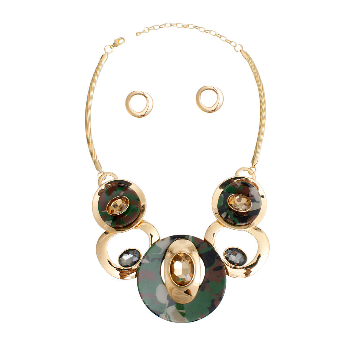 Necklace Gold Camo Circular Bib for Women