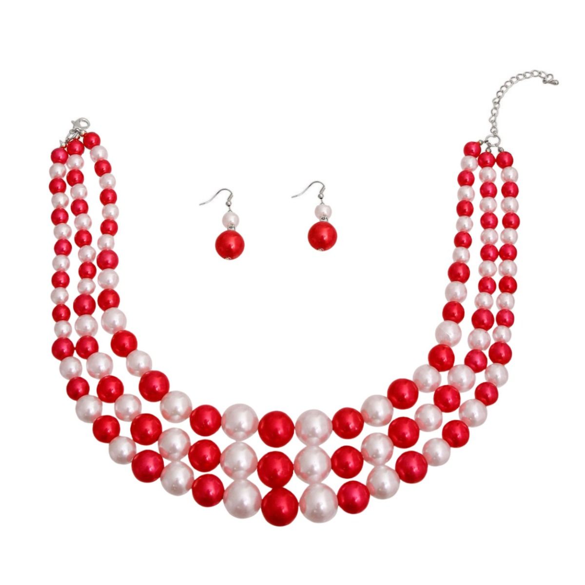 Red White Pearl 3 Layered DST Set|18 inches