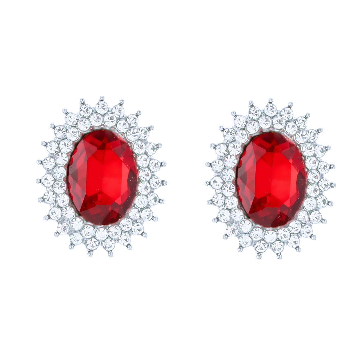 Oval Red Crystal Studs