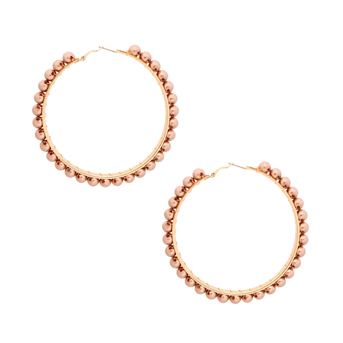 Gold Pearl Wrapped Hoops- 3.25 