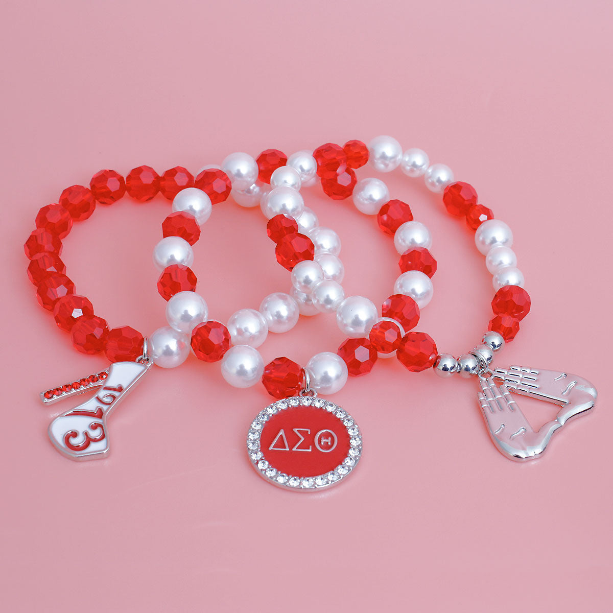 Red White Bead DST Bracelets|Stretch to Fit