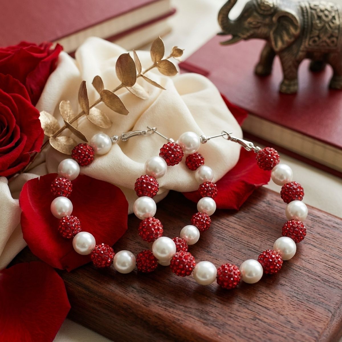 Red 2in Stone Ball Hoops