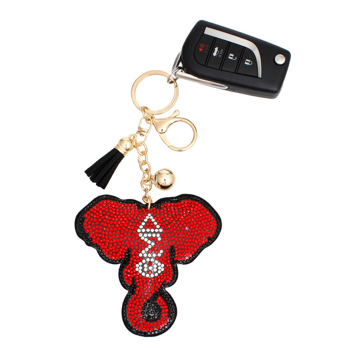 DST Sorority Elephant Head Red Padded Keychain