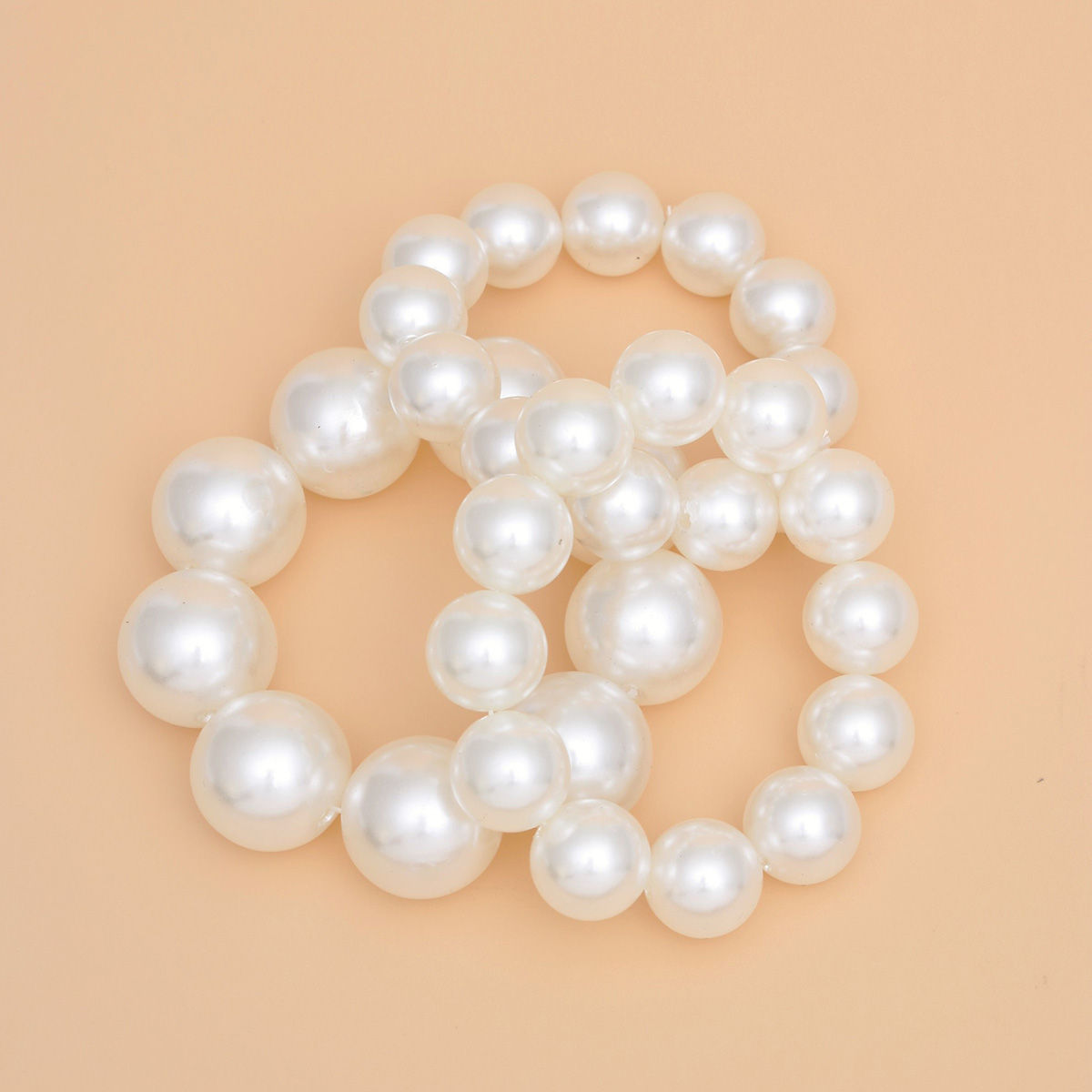 Bracelets Jumbo Cream Pearl Stretch Set for Women