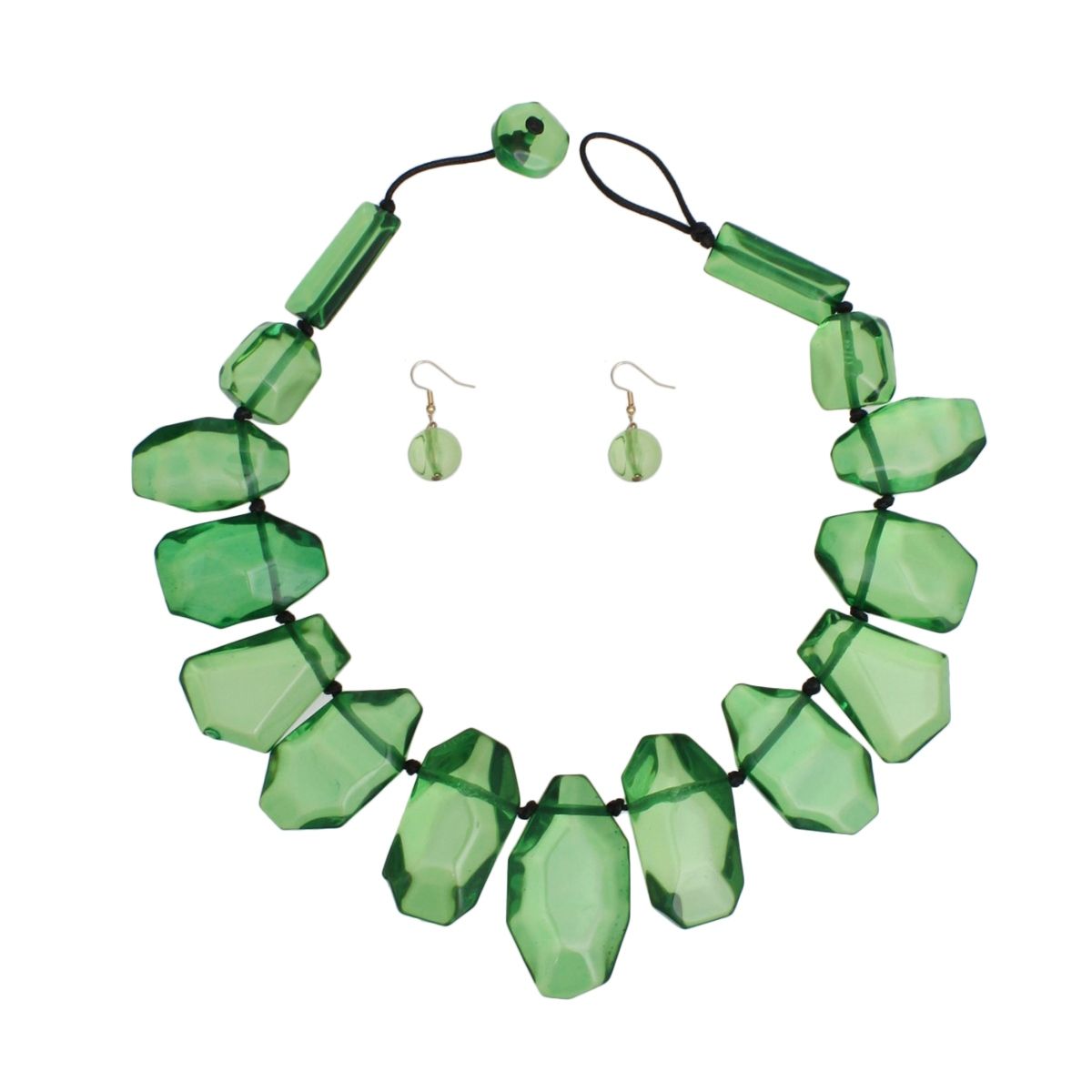 Toggle Chunky Green Bead Cord Tribal Necklace