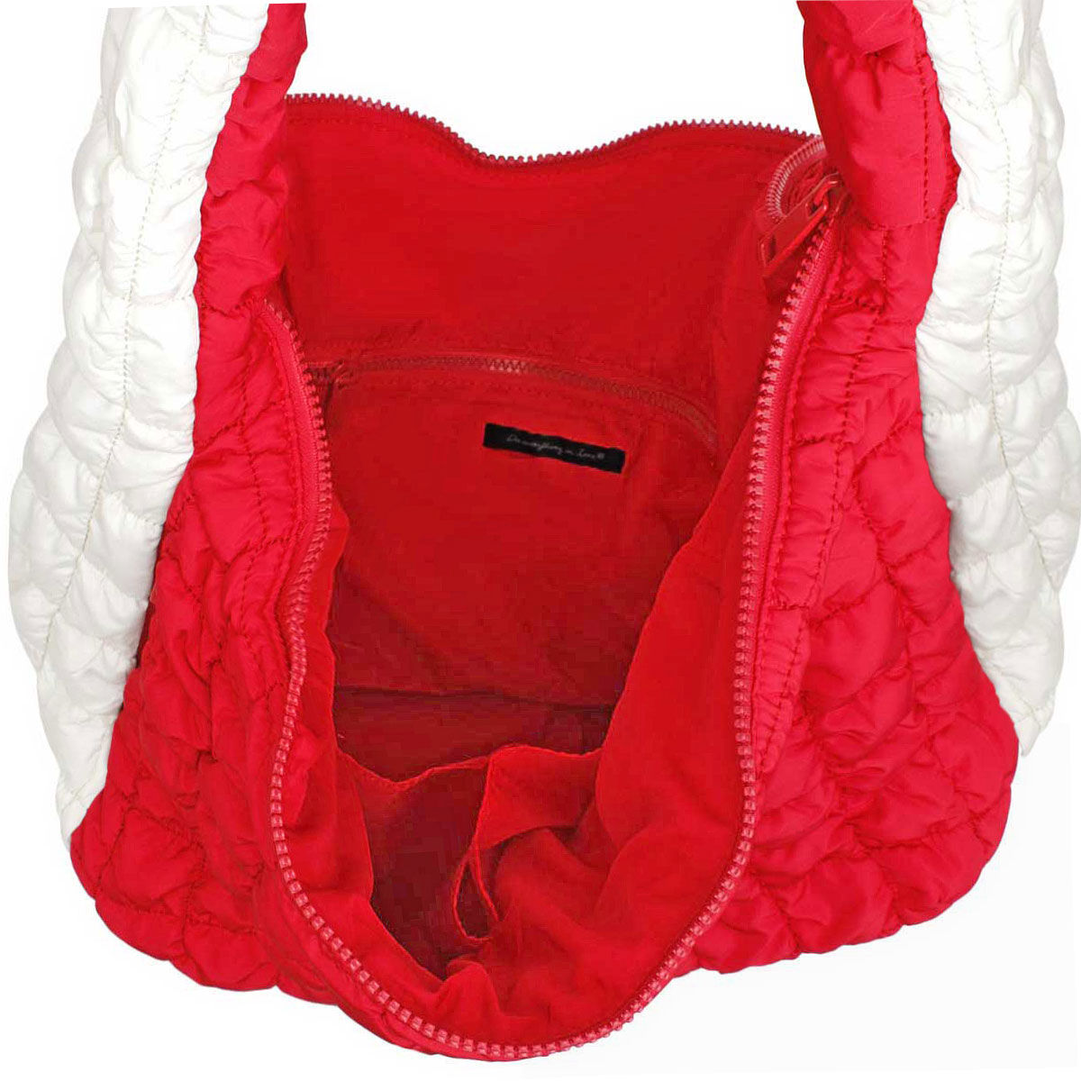 DST Sorority Large Red Ivory Quilted Shoulder Bag