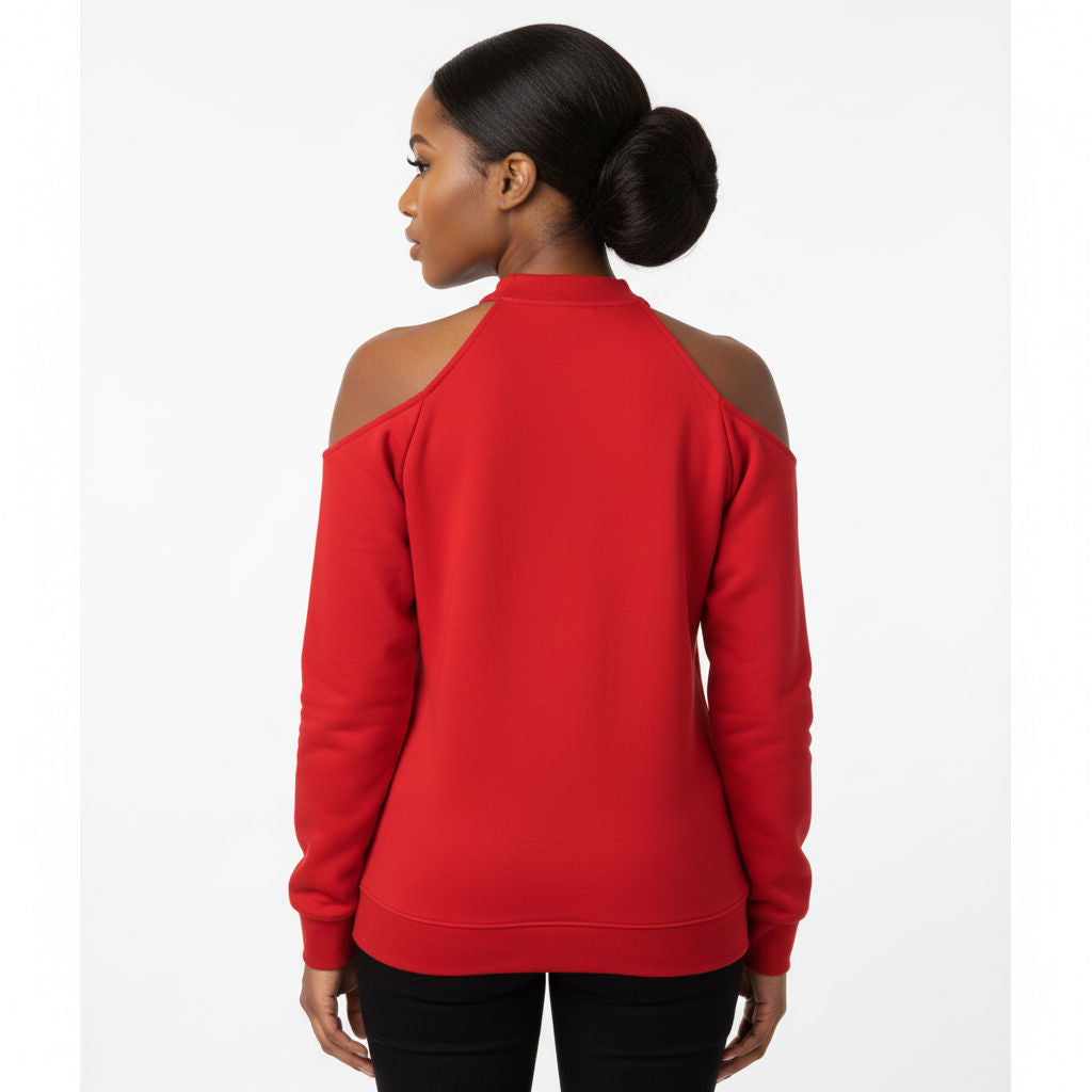 DST Greek Merch XL Red Cold Shoulder Sweatshirt