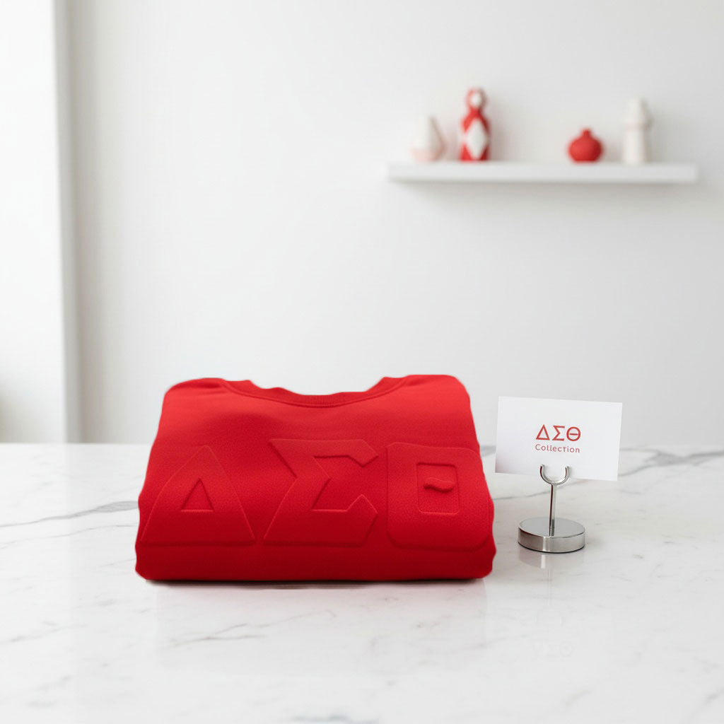 DST Greek Merch L Red Cold Shoulder Sweatshirt