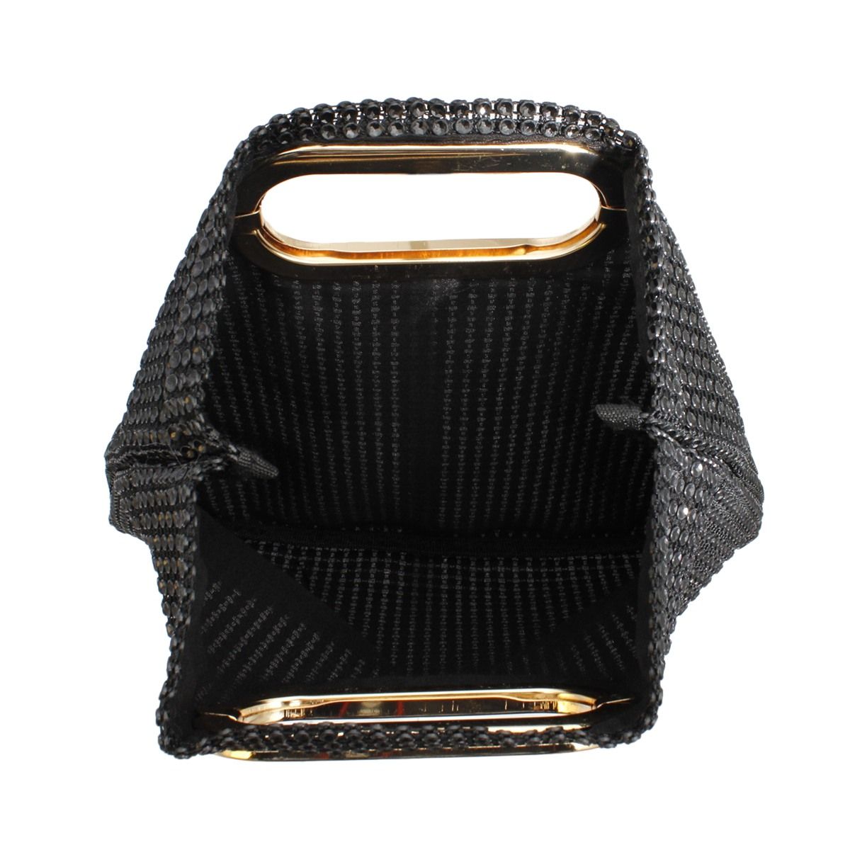 Handbag Black Rhinestone Mesh Square Clutch Women