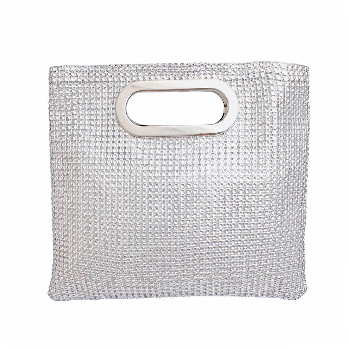 Handbag Silver Rhinestone Mesh Square Clutch Women