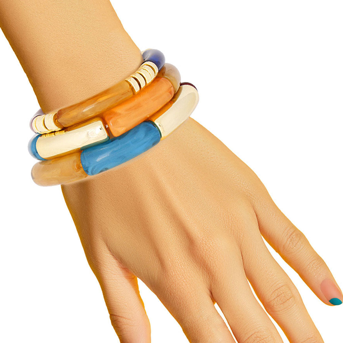 Dark Multi Tube Stretch Bangles