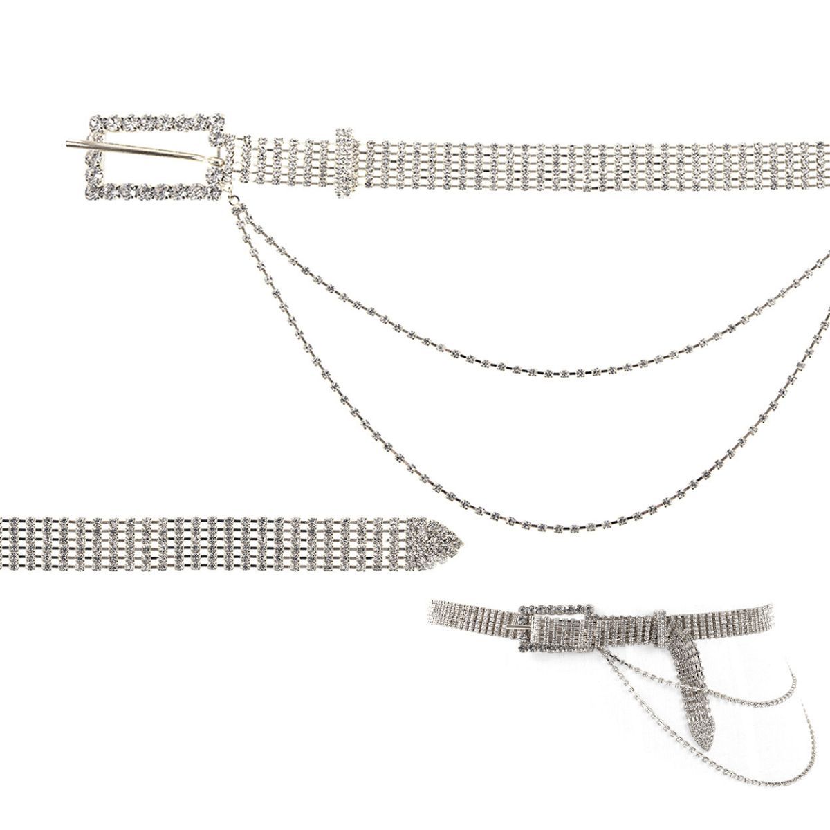 Silver Stone Drape Buckle Belt