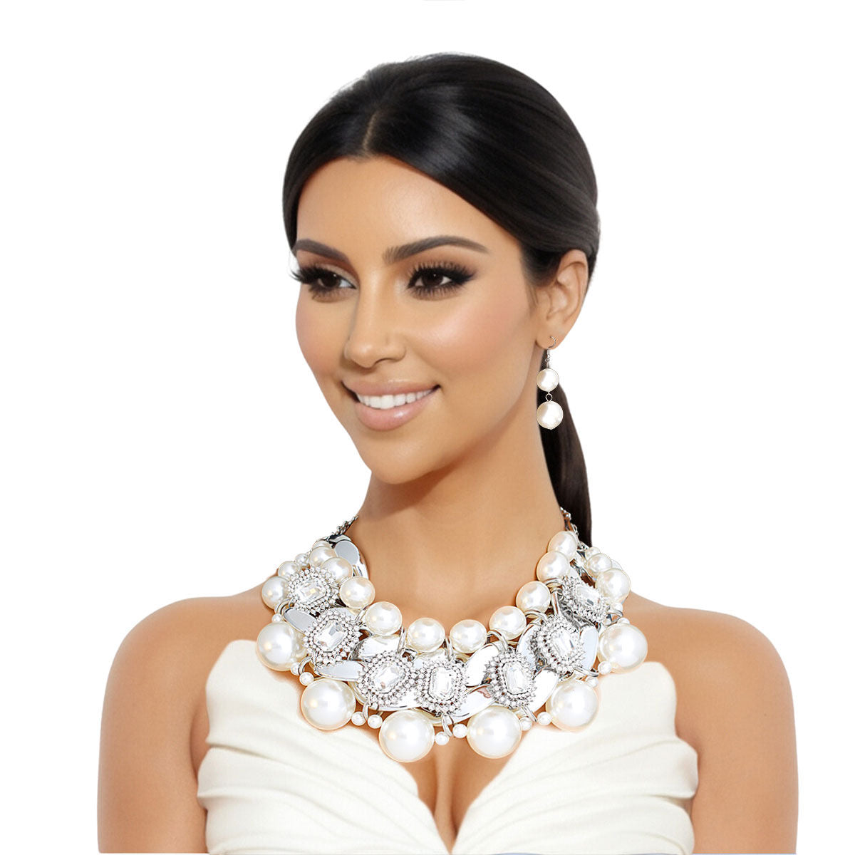 Silver Opulence Pearl Choker Ensemble