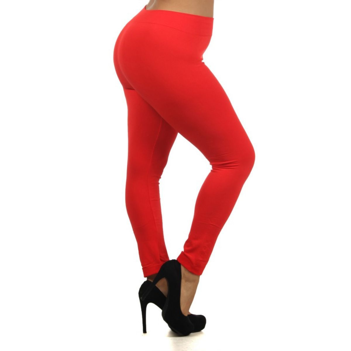 Red Plus Size Fleece Leggings- Waist 29