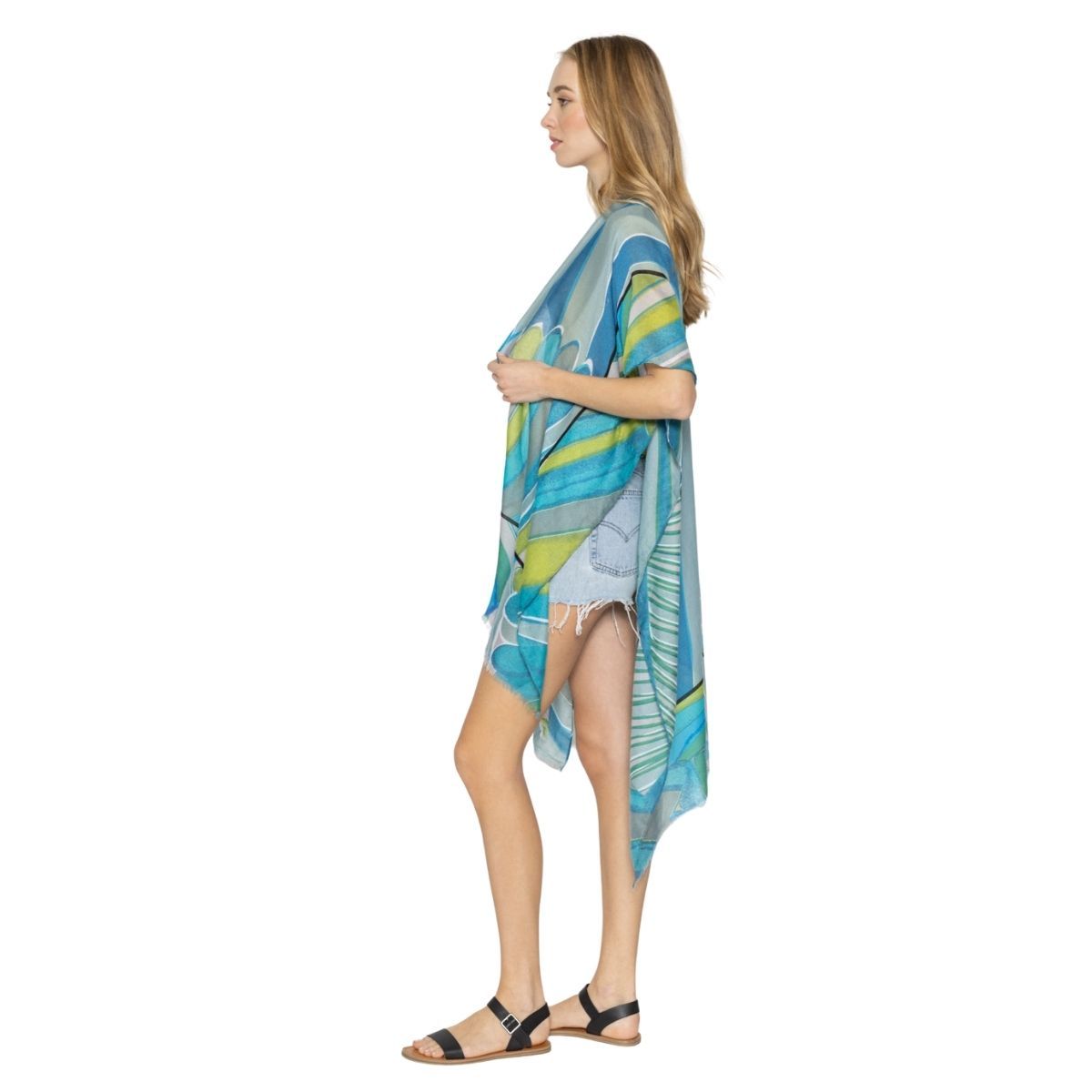 Green Abstract Print Kimono