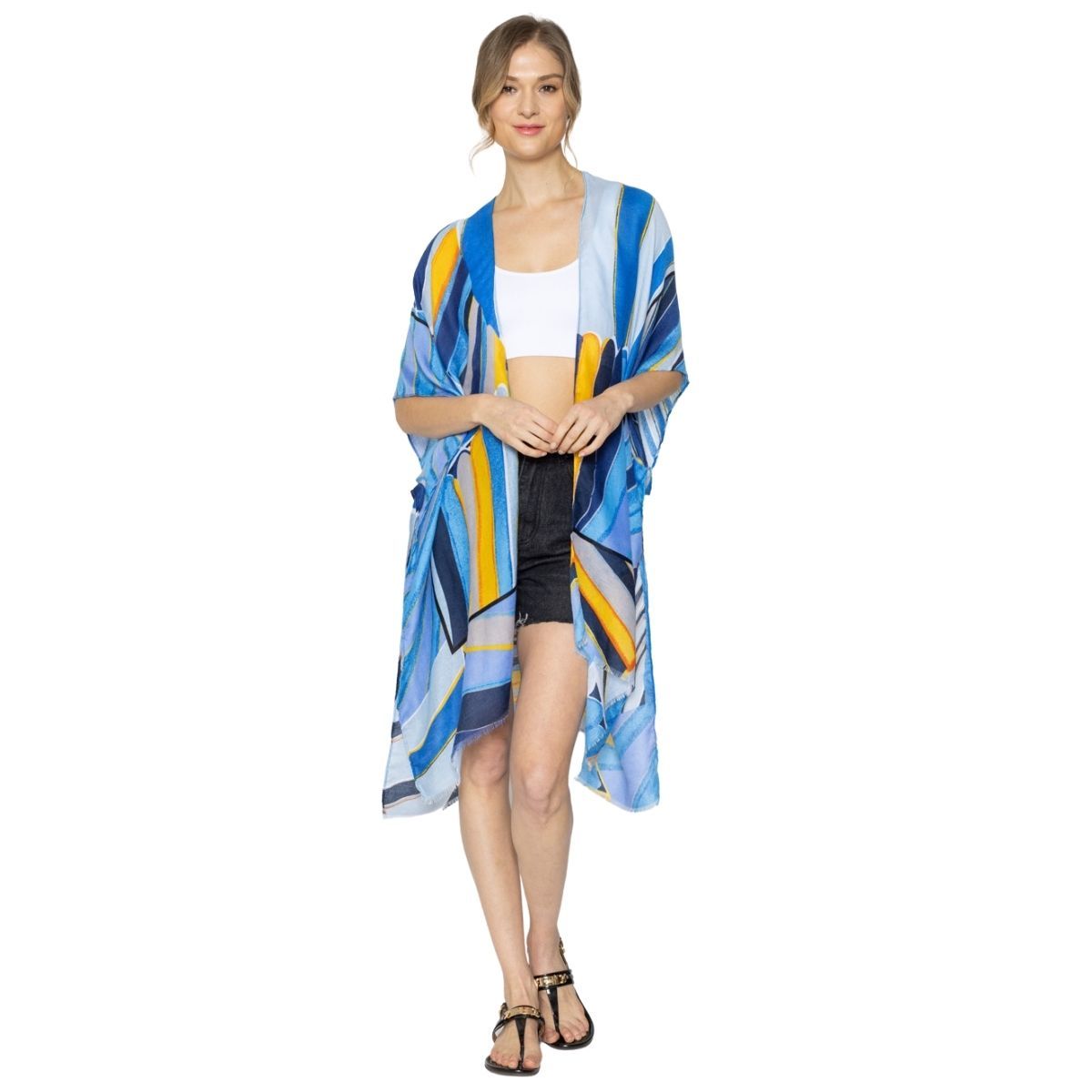 Blue Abstract Print Kimono