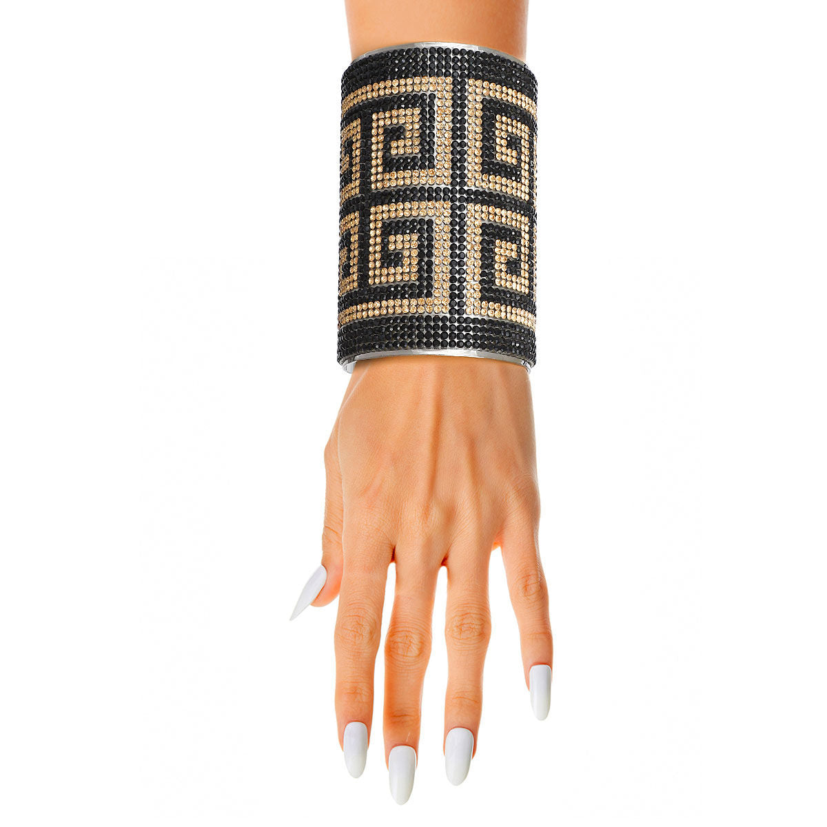 Greek Key Glamour Cuff - Gold and Black