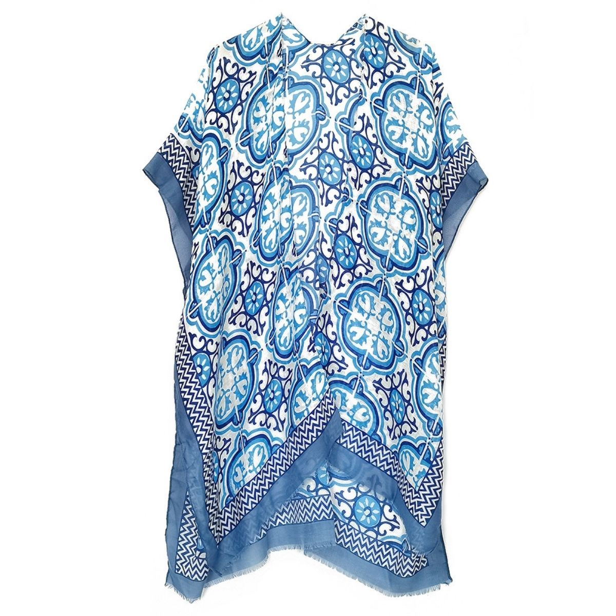 Blue Tile Print Kimono