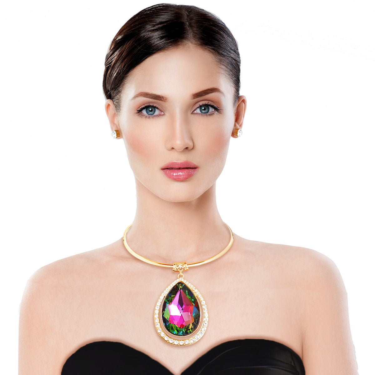 Halo Multi Teardrop Gold Choker