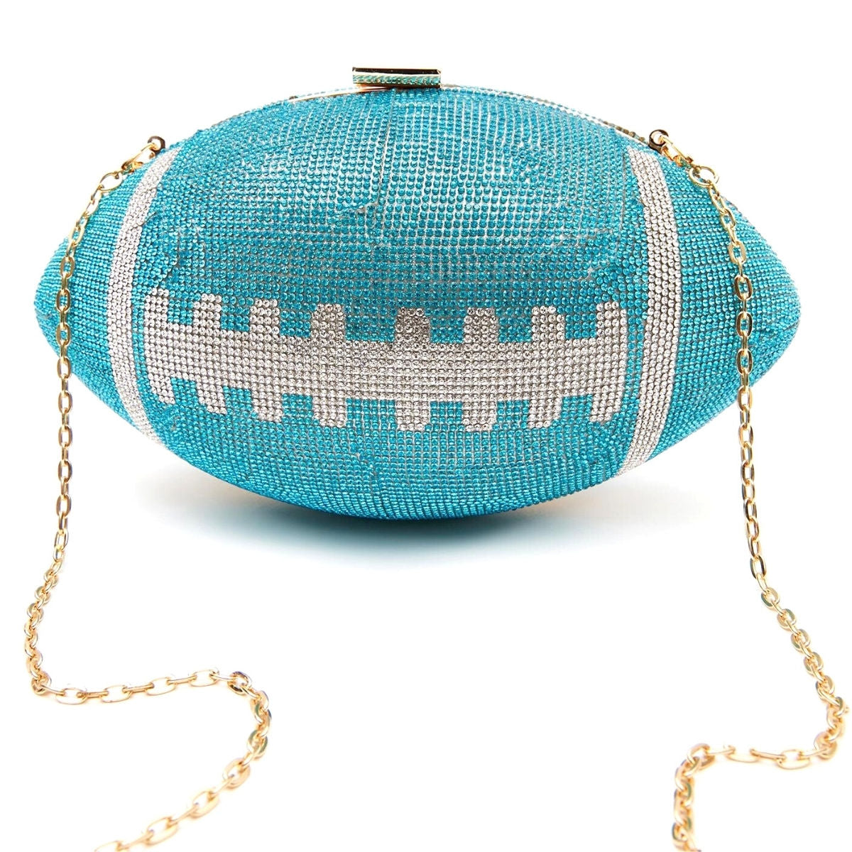 Turquoise Bling Football Clutch