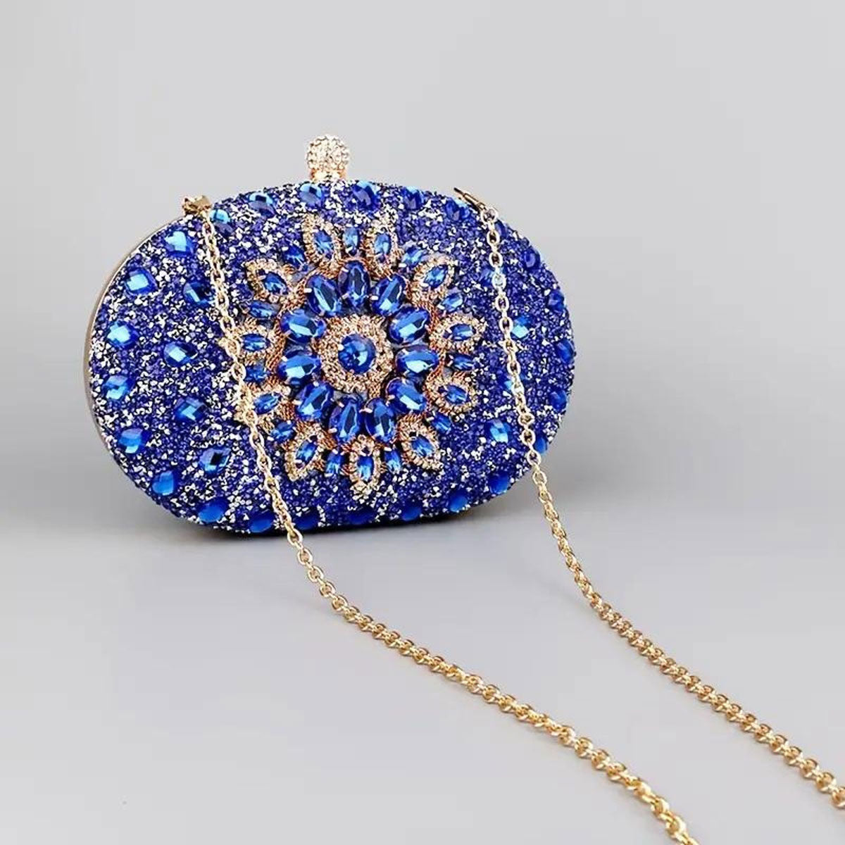 Clutch Blue Crystal Hard Case Bag for Women