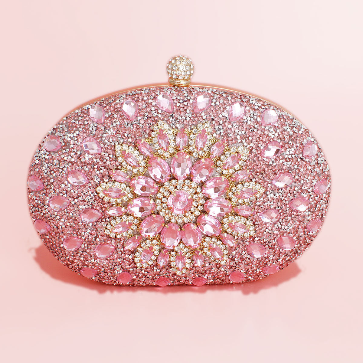 Clutch Pink Crystal Hard Case Bag for Women