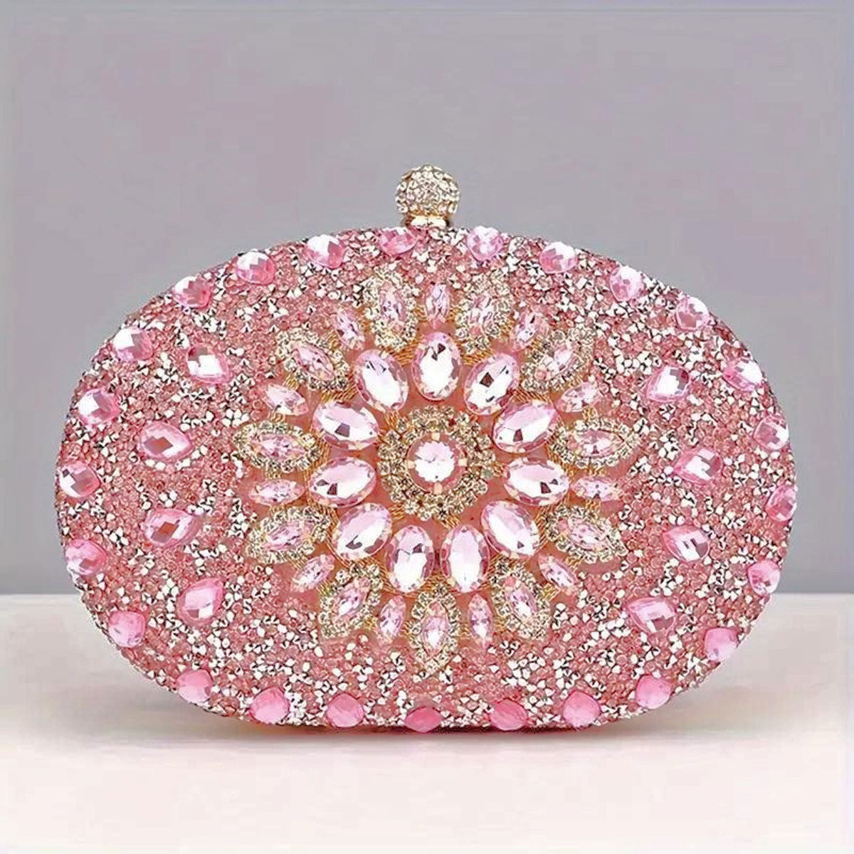 Clutch Pink Crystal Hard Case Bag for Women