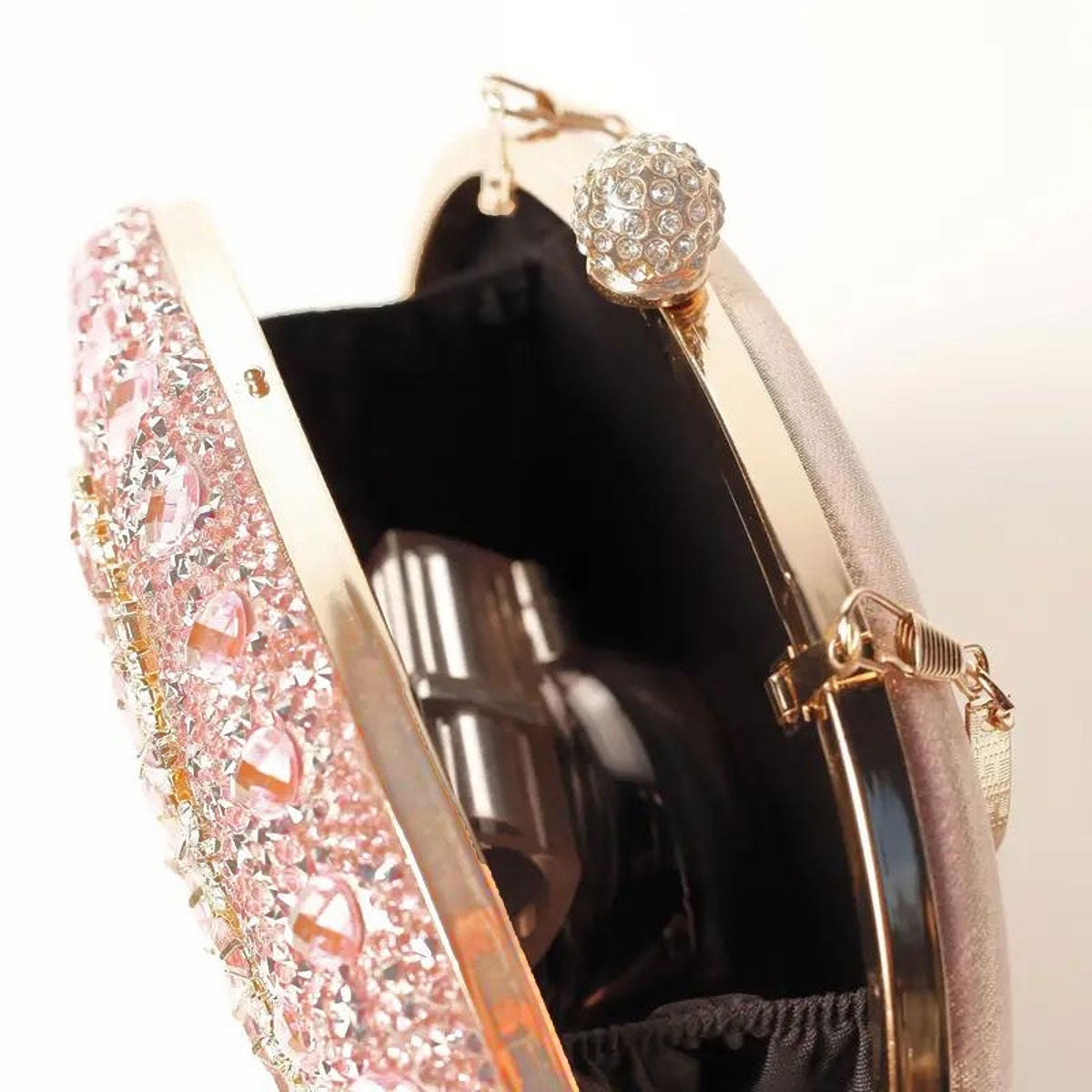 Clutch Pink Crystal Hard Case Bag for Women