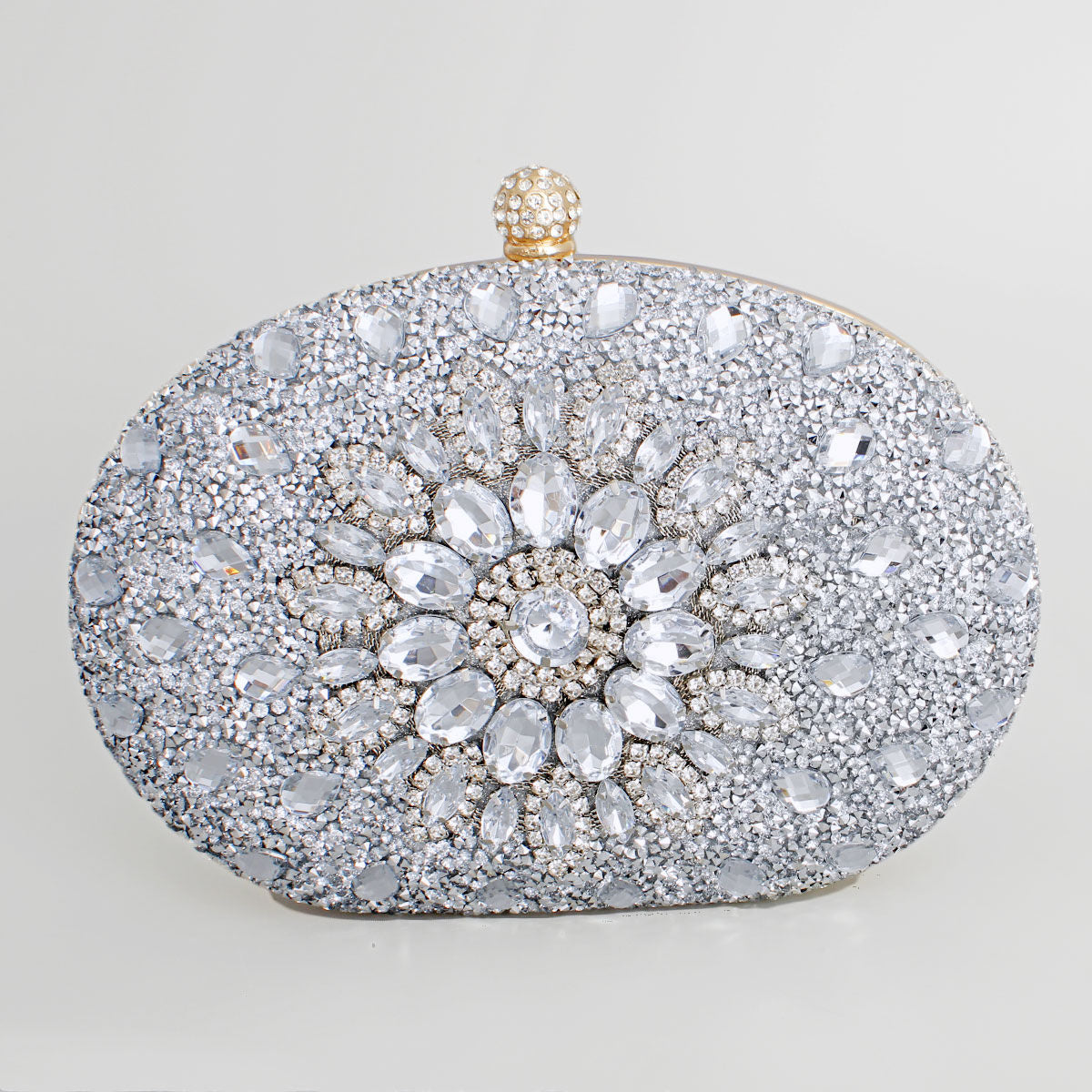 Clutch Silver Crystal Hard Case Bag for Women