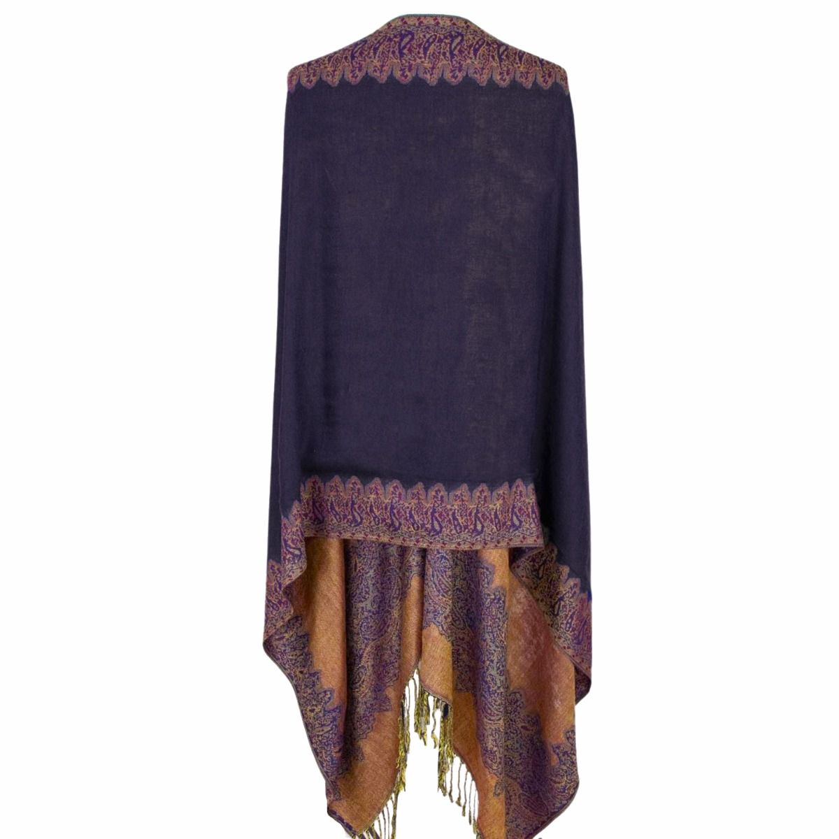 Pashmina Navy Paisley Fringe Scarf for Women