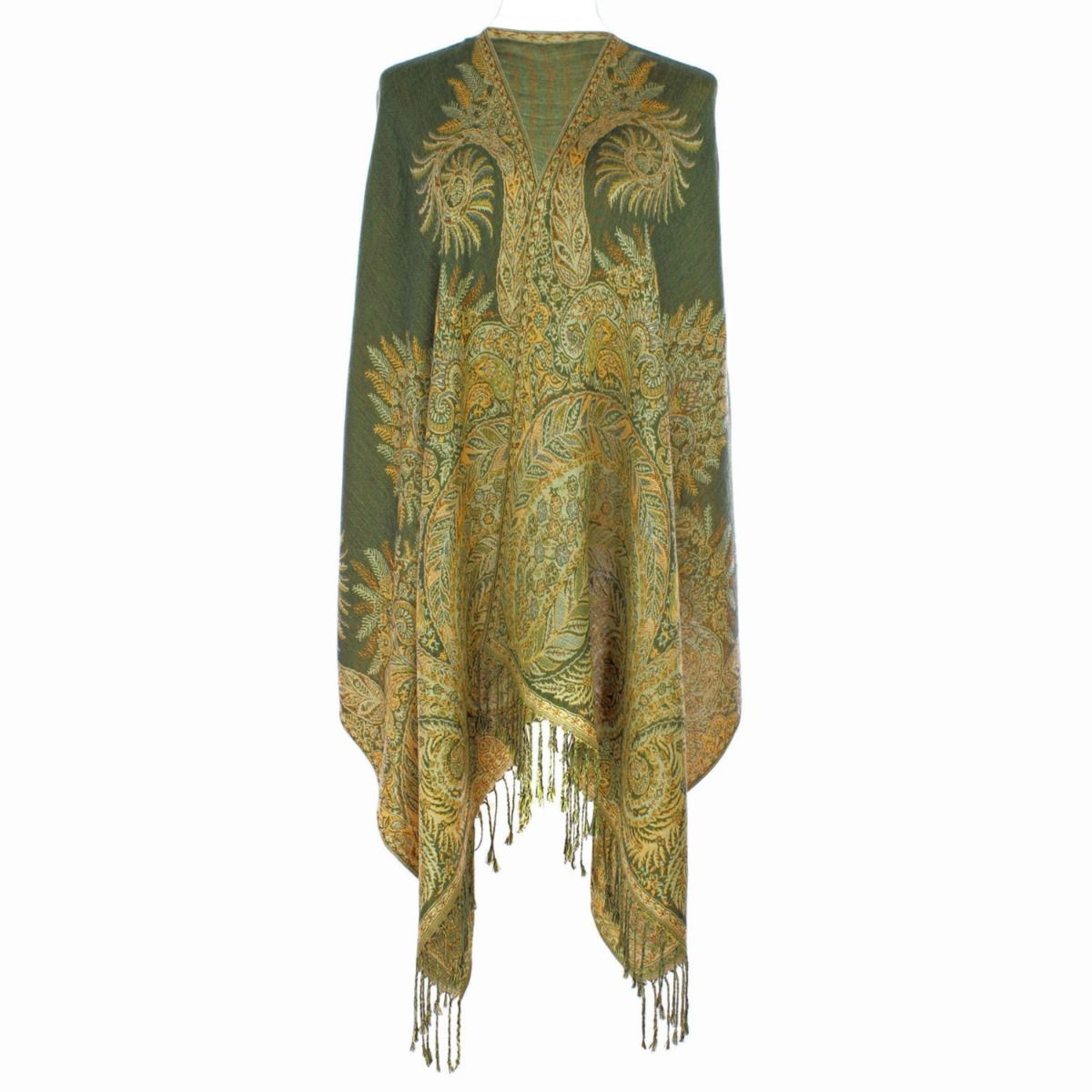 Pashmina Olive Boho Fringe Scarf for Women