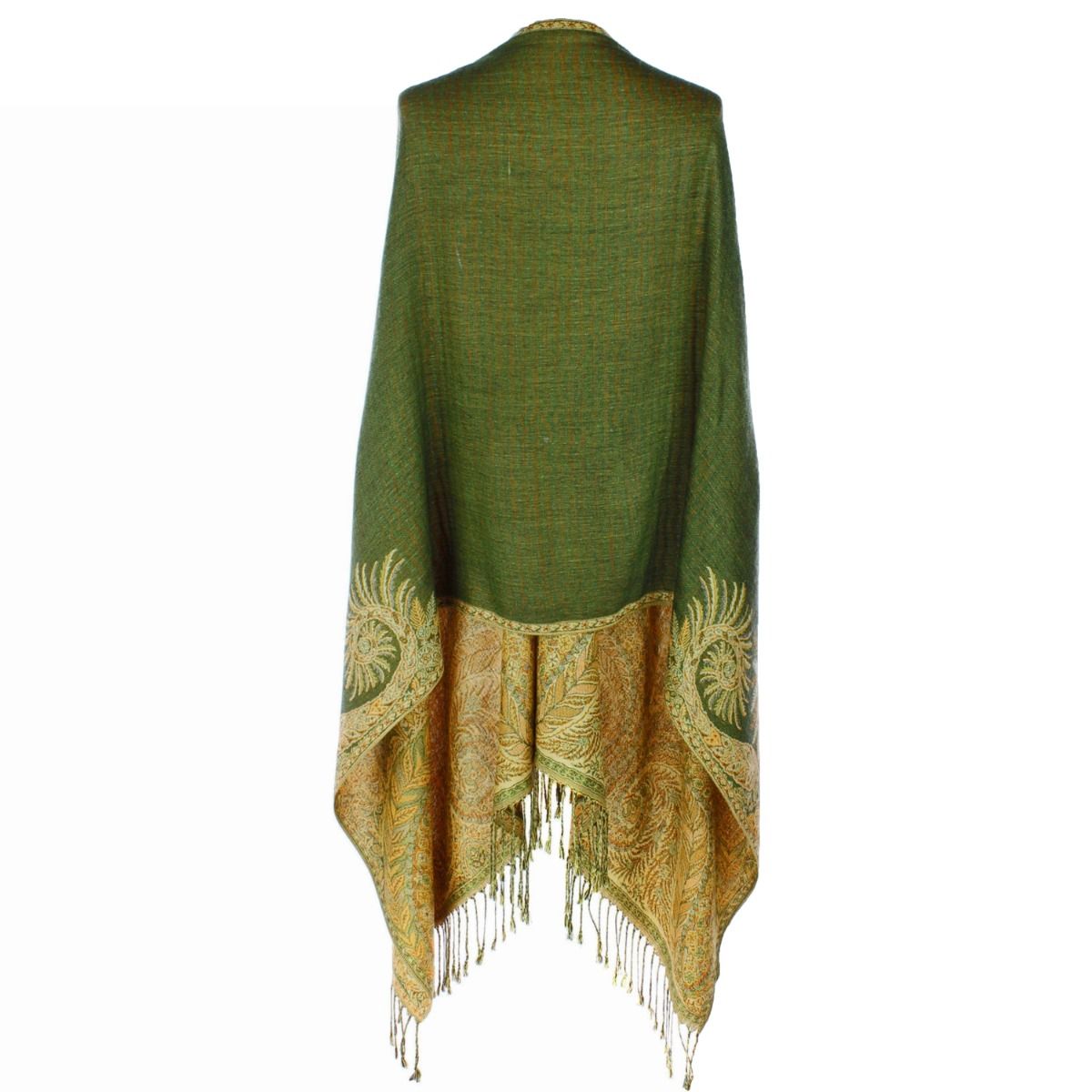 Pashmina Olive Boho Fringe Scarf for Women